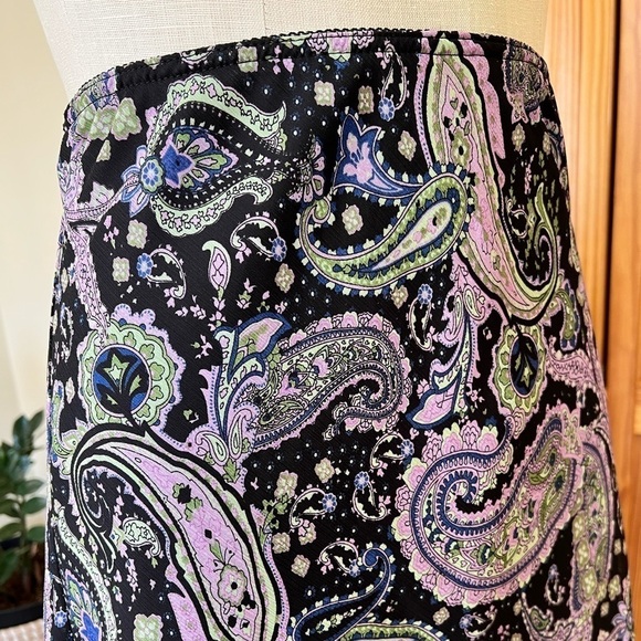 RL Richard Large Petite Elastic Waist Purple Paisley Midi Skirt Ruffle Y2K - Picture 5 of 6